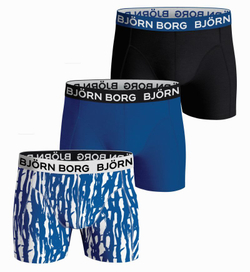 Мужские спортивные боксеры Björn Borg Cotton Stretch Boxer 3P - black/blue/print