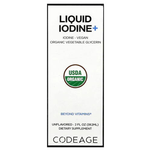 Codeage, жидкий йод+, с нейтральным вкусом, 59,2 мл (2 жидк. унции)