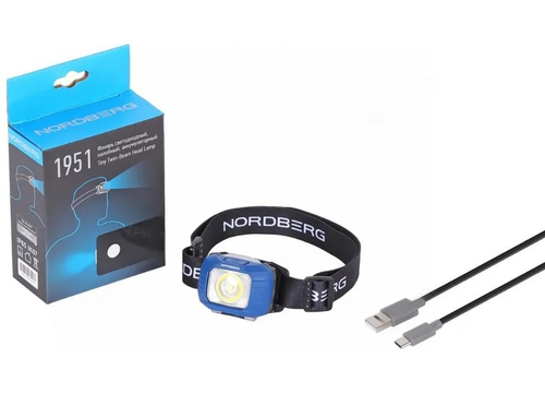 NORDBERG Фонарь светодиодный налобный, аккумуляторный, 3.8 В/1100мА·ч