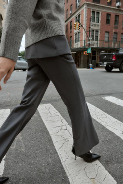 ZARA БРЮКИ FLARE С РАЗРЕЗАМИ, СЕРЫЙ