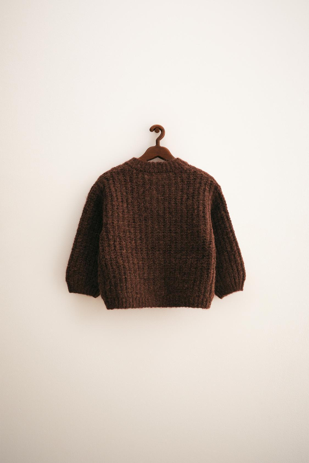 ZARA TIMELESS — КАРДИГАН КРУПНОЙ ВЯЗКИ ИЗ ШЕРСТИ, ШОКОЛАДНЫЙ