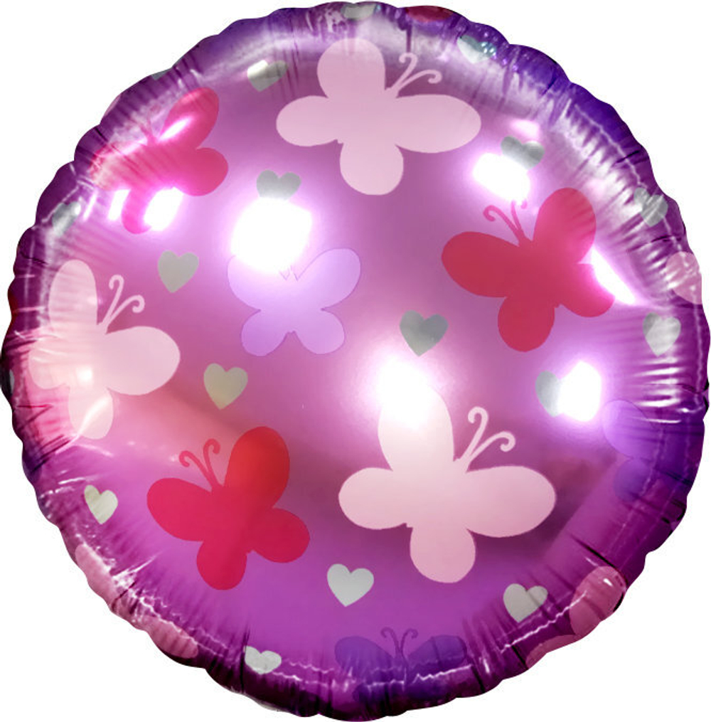 К 18" Круг Сиреневый с бабочками