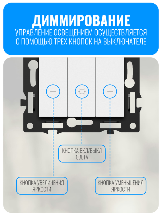 Умный Wi-Fi выключатель диммер Smart Aura серия Fusion без рамки