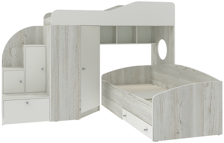 Кровать-чердак КарИВи Кадет 2 Винтерберг Белый