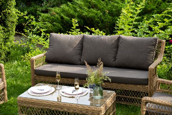 "Гранд Латте" лаунж-зона из искусственного ротанга, цвет соломенный