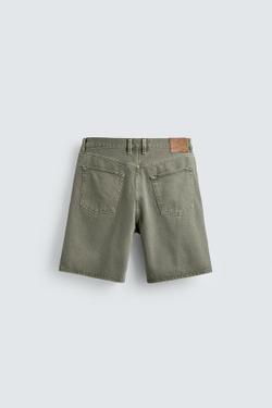 ZARA ДЖИНСОВЫЕ ШОРТЫ REGULAR FIT, ЗЕЛЕНЫЙ/СЕРЫЙ