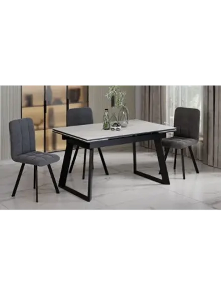 Стол кухонный Черный муар мрамор 140(200)х85х77 см