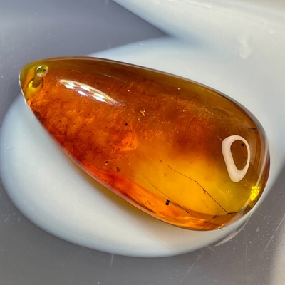 50568  Янтарь Кулон с живностью объёмный 23*45мм