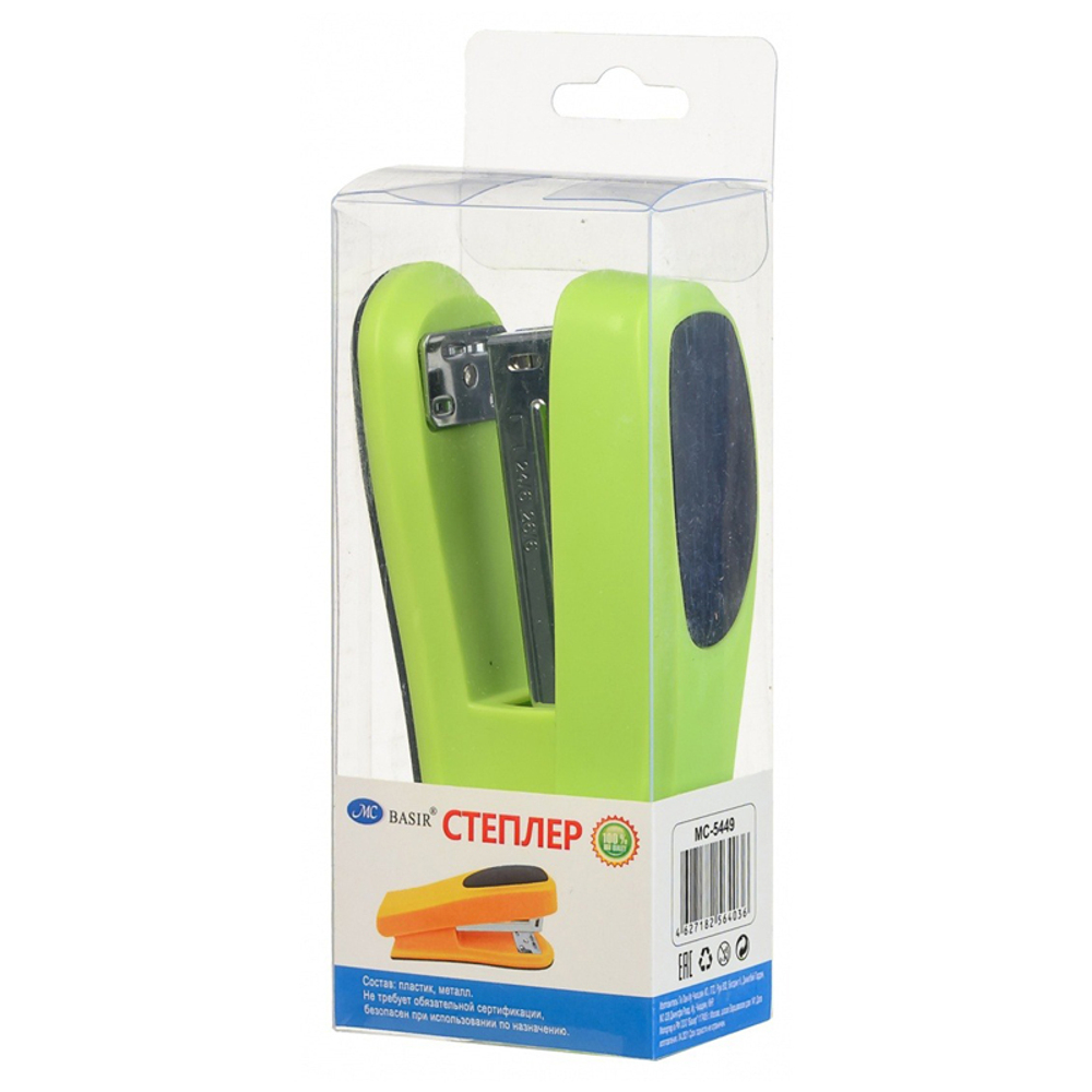 Степлер канцелярский Basir, 24/6 на 30 листов, серия "Университет" 12*3.7*3.5 см, ассорти