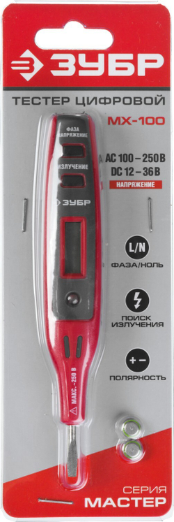 ЗУБР DC 100 - 220 В, DC 12 - 36 В, поиск электромагнитного излучения, электрический пробник (45240)