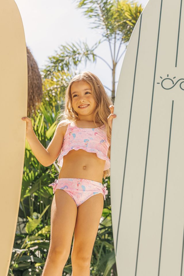 Розовый раздельный купальник для девочек