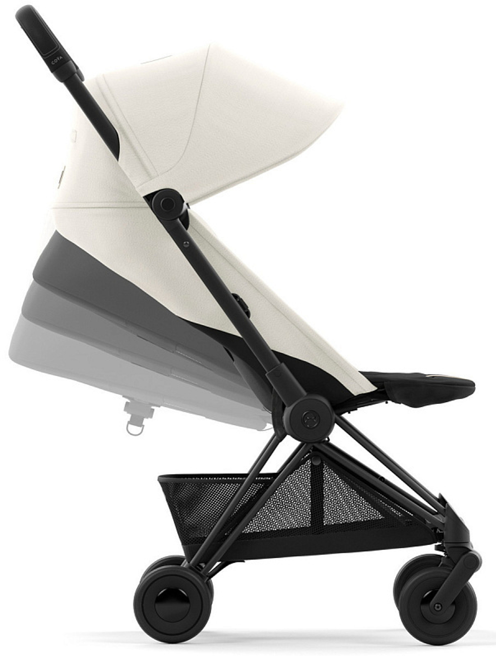 Коляска Cybex Coya Matt Black Frame Cloud G i-Size Ocean Blue Plus 2 в 1 Off White с дождевиком и бампером