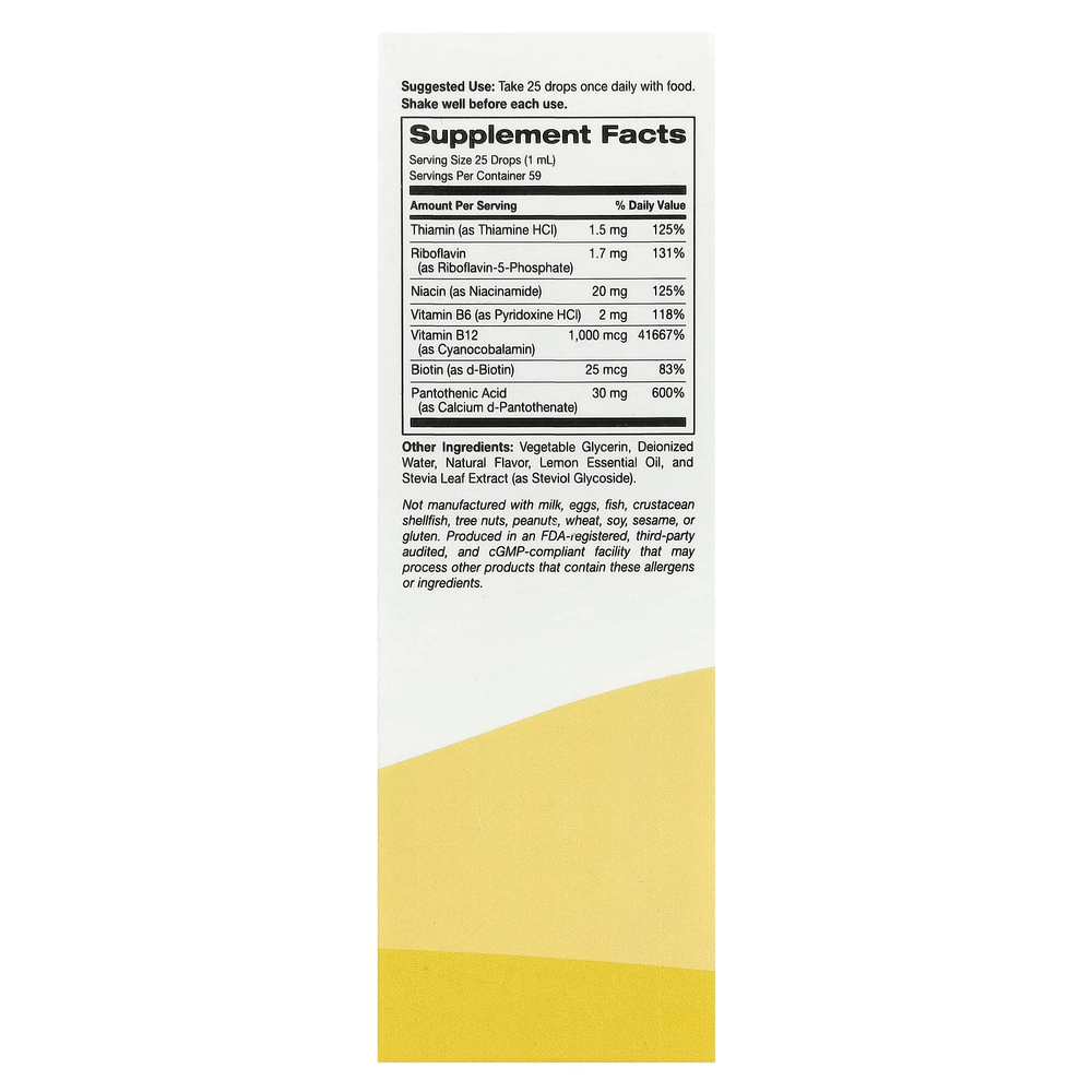Super Nutrition, комплекс витаминов группы B полного спектра с витамином B12, пантотеновой кислотой, биотином и ниацином, малина и лимон, 59 мл (2 жидк. унции)