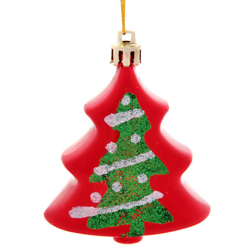 Ёлочные игрушки «Ёлочки Рождественские» 6см красный (набор 4шт)