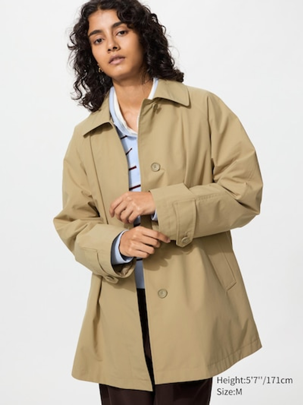 UNIQLO Короткий тренч, бежевый