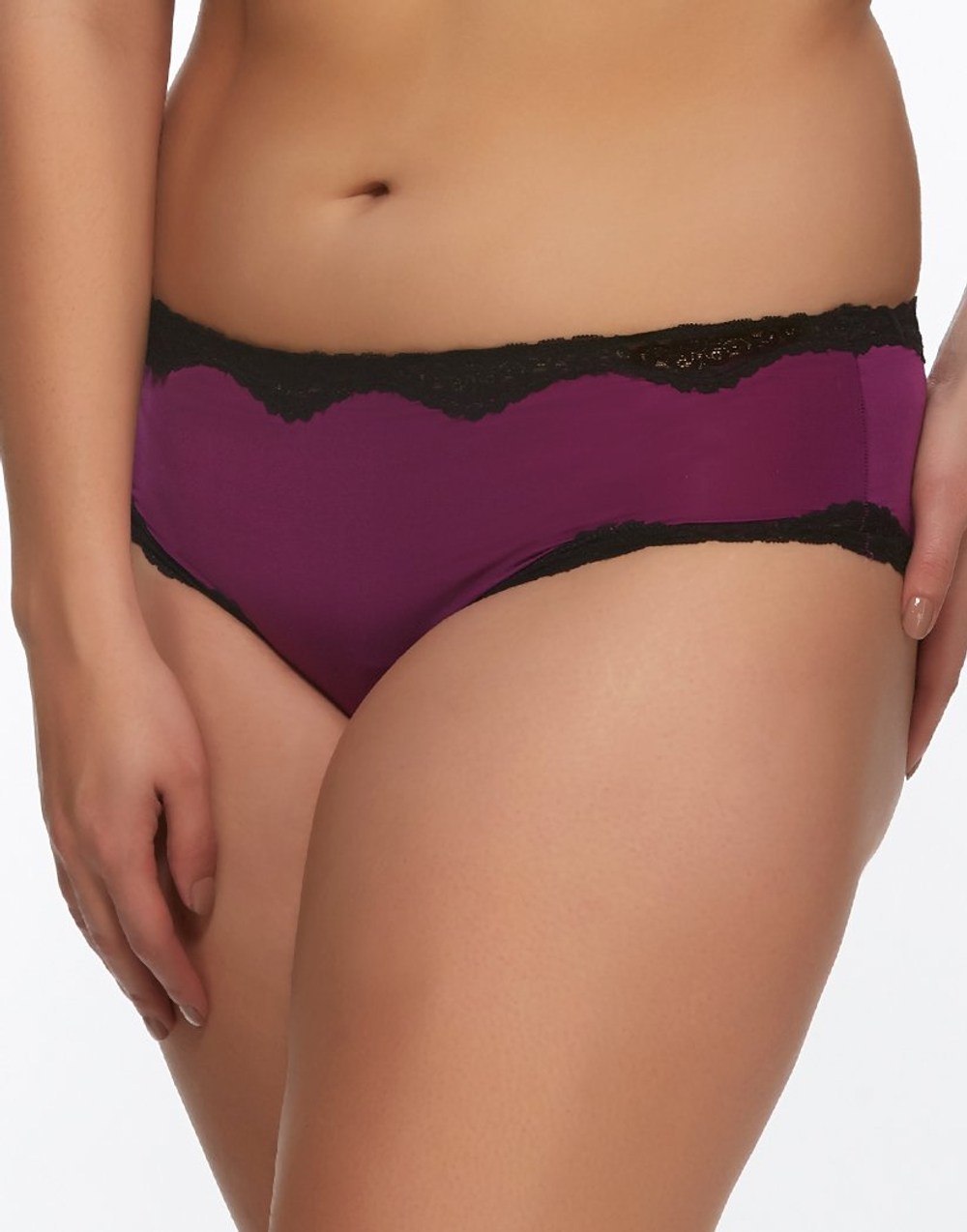 Трусы-хипстеры с контрастной кружевной отделкой (Размер: XL) (Цвет: красный)