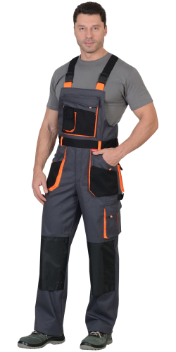 Костюм Nerss-МАНХЕТТЕН куртка, п/к т.серый с оранж. и черным тк. стрейч пл. 250 г/кв.м