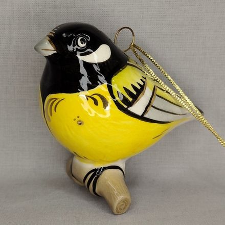 Фарфоровая ёлочная игрушка Синица