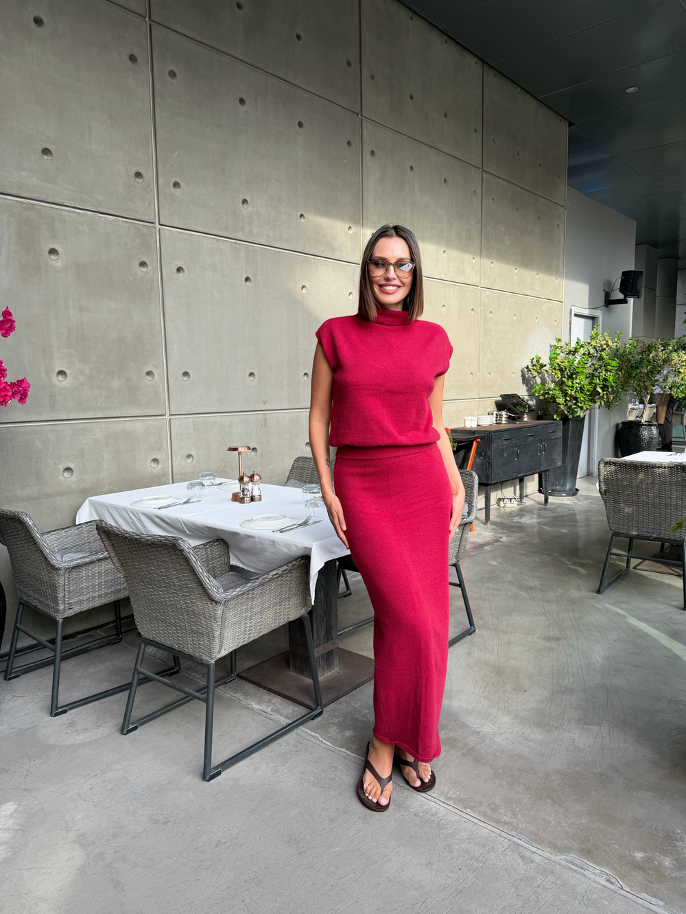 трикотажный топ  в цвете Бордо