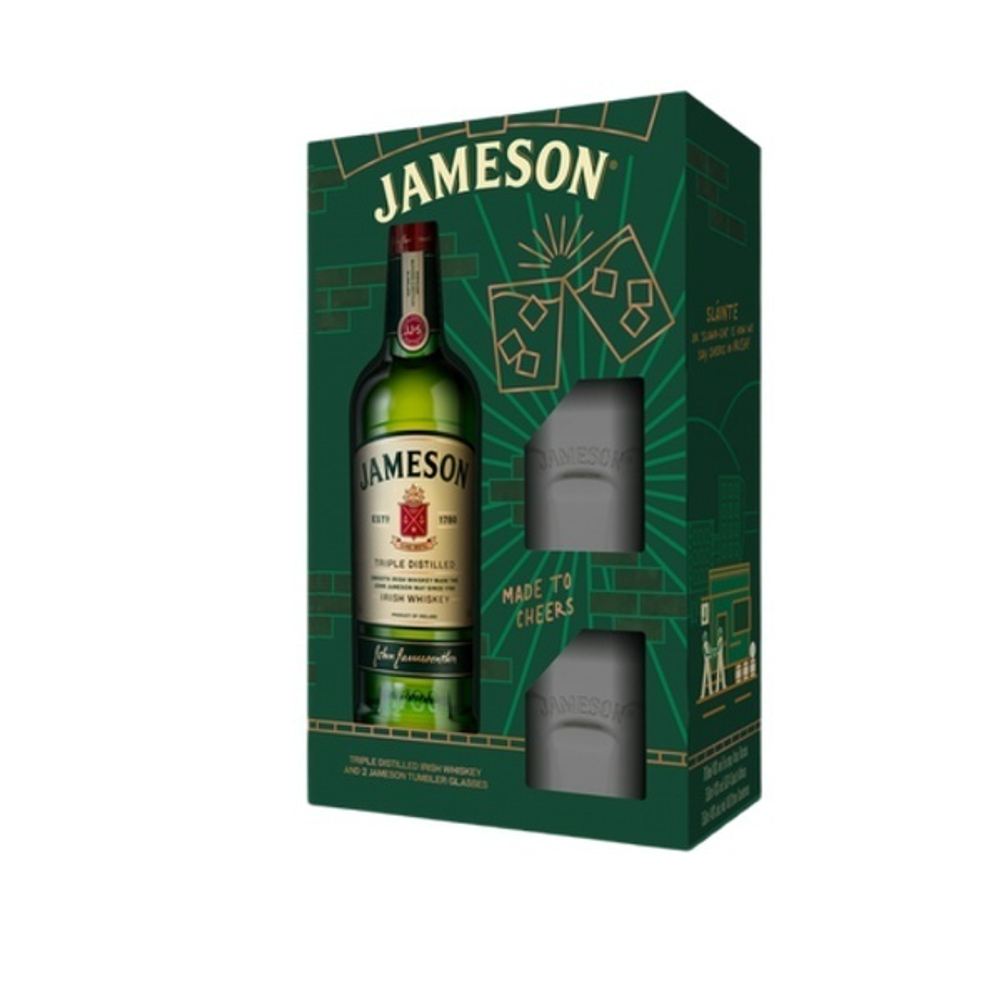Jameson 0.7 л. + 2 стакана в подарочной коробке