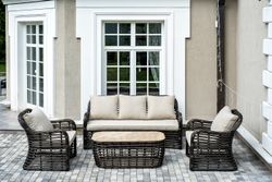 "Ницца" лаунж-зона из искусственного ротанга, цвет бронзовый