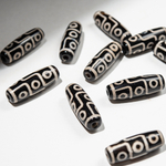 Бусина Дзи "Девять глаз" из агата, 29*10,5мм, черный