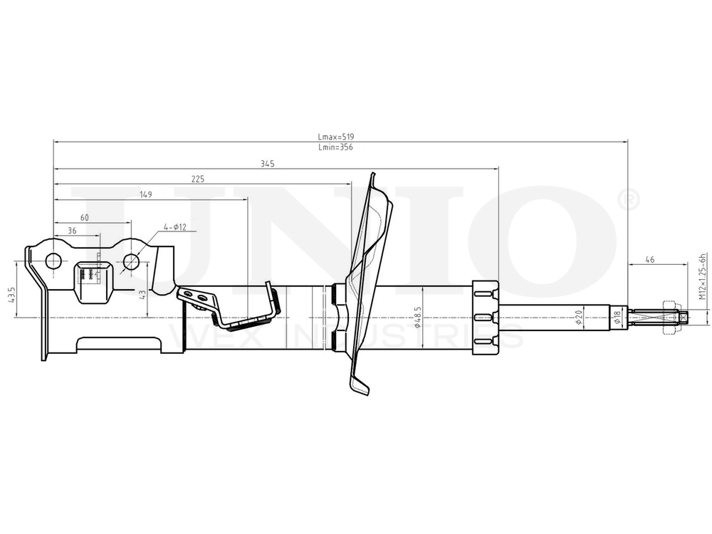 Амортизатор газовый передней подвески правый UNIO SAB-10251