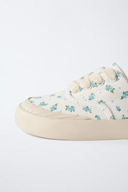 ZARA КЕДЫ С ЦВЕТОЧНЫМ ПРИНТОМ, ЭКРЮ