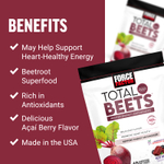Force Factor, Total Beets®, здоровая энергия и антиоксиданты, ягоды асаи, 60 жевательных таблеток Superfood