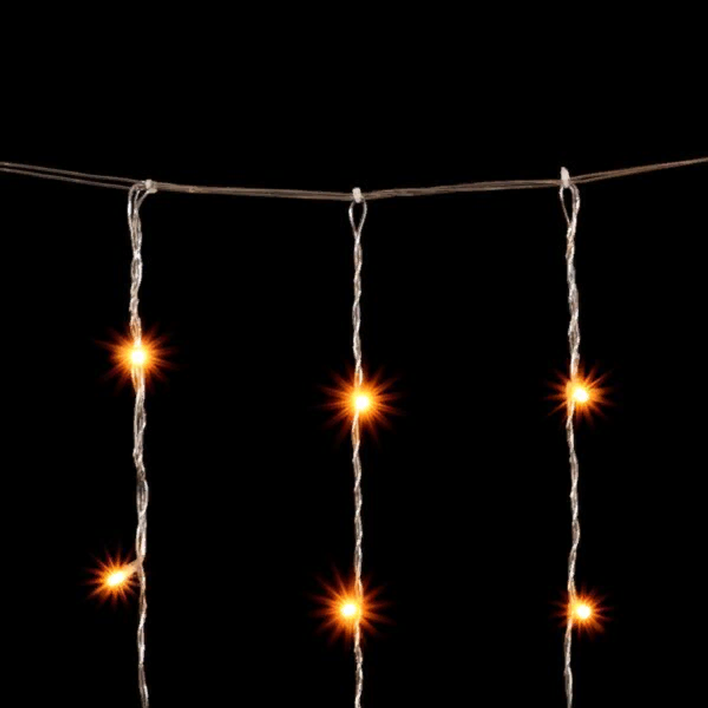 Светодиодный занавес 2*2 м., 400 желтых LED ламп, облегченный, прозрачный провод ПВХ, LTC (PCL400NOT-10-2Y)