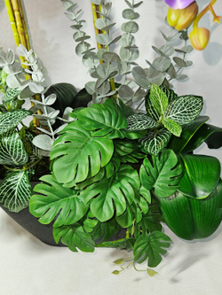 Искусственные орхидеи лиловые 5 веток в кашпо Лофт