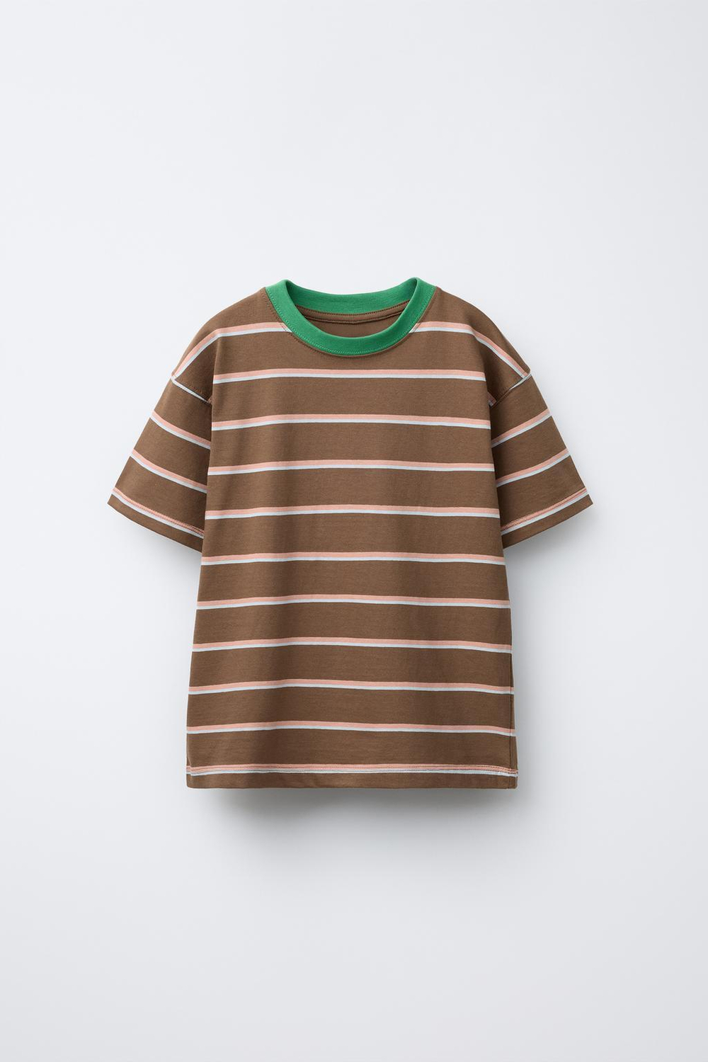 ZARA ФУТБОЛКА В ПОЛОСКУ, КОРИЧНЕВЫЙ