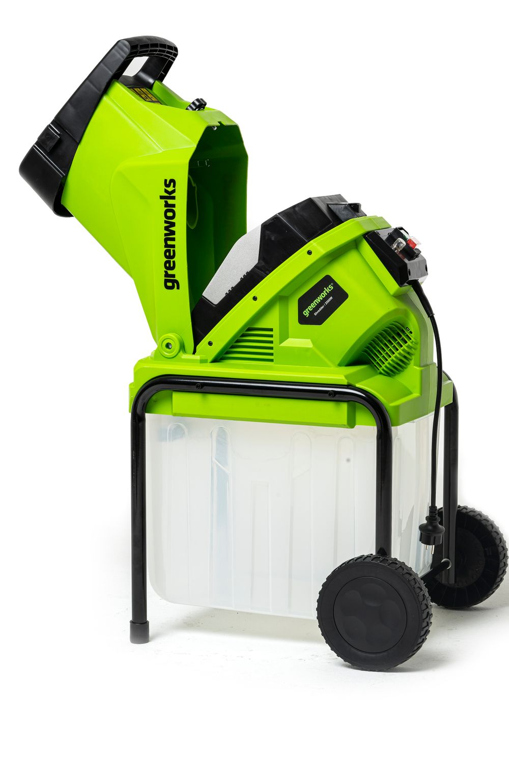 Электрический садовый измельчитель Greenworks GACSB, 2206707,200v, 2500 Вт с контейнером