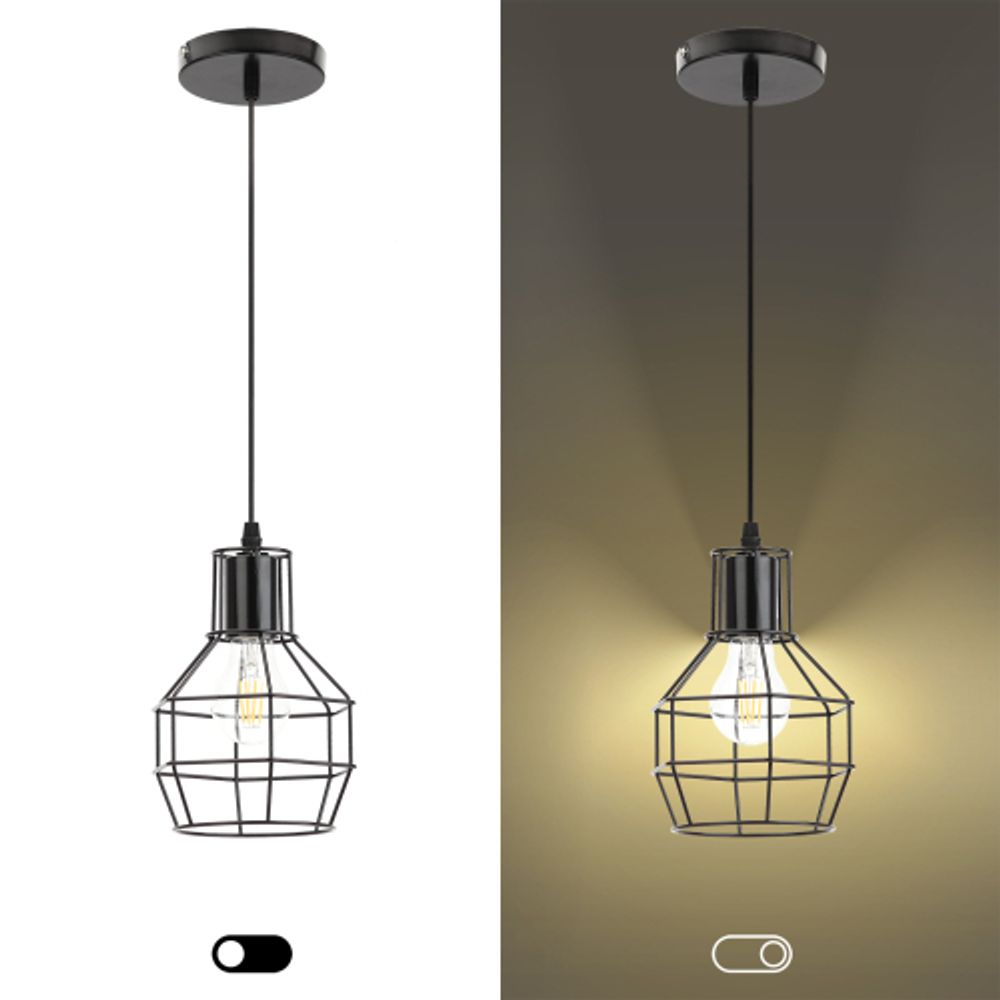 Светильник подвесной (подвес) ЭРА PL11 BK металл, E27, max 60W, высота плафона 220мм, подвеса 730мм, черный | Подвесы в стиле LOFT