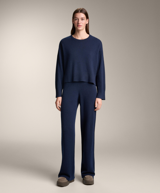 OYSHO Брюки прямого кроя из 100% кашемира, темно-синий