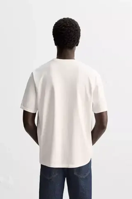 ZARA ФУТБОЛКА MEDIUM WEIGHT, БЕЛЫЙ