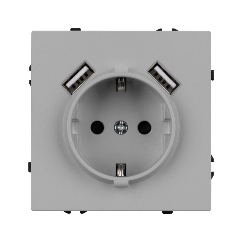 Механизм розетки с USB зарядкой SCT-NOBE-MUAA-SFPL-IS (230V, 16A) (Arlight, Никель) 059443