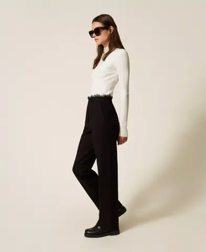 TWINSET Брюки прямые с круженым поясом