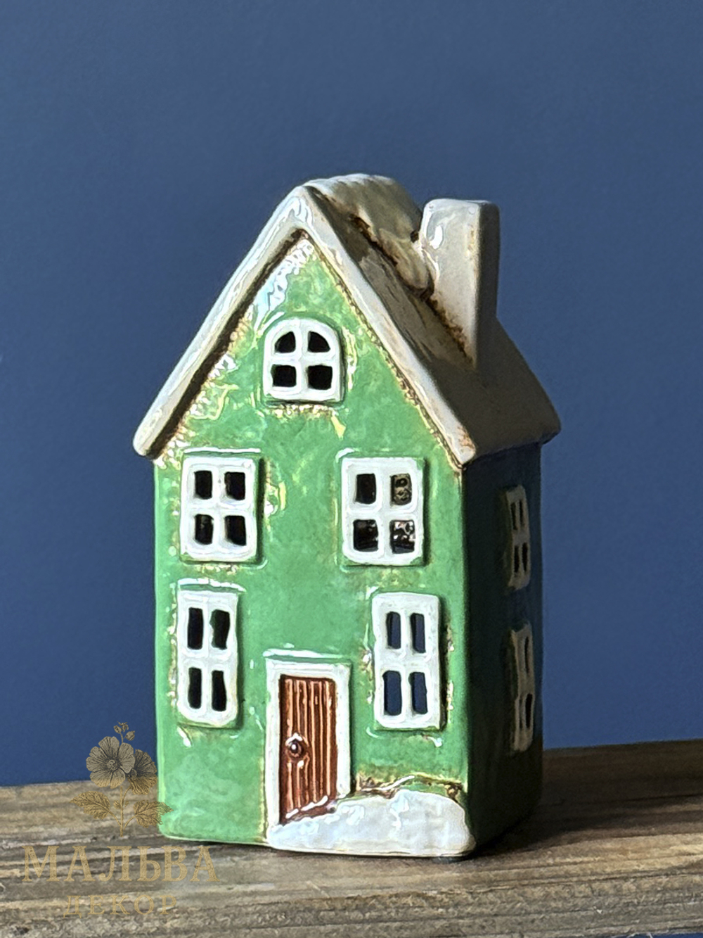 Декоративный подсвечник из керамики "Зеленый домик" CAMPO Home & Garden 10x9xH18,5 см