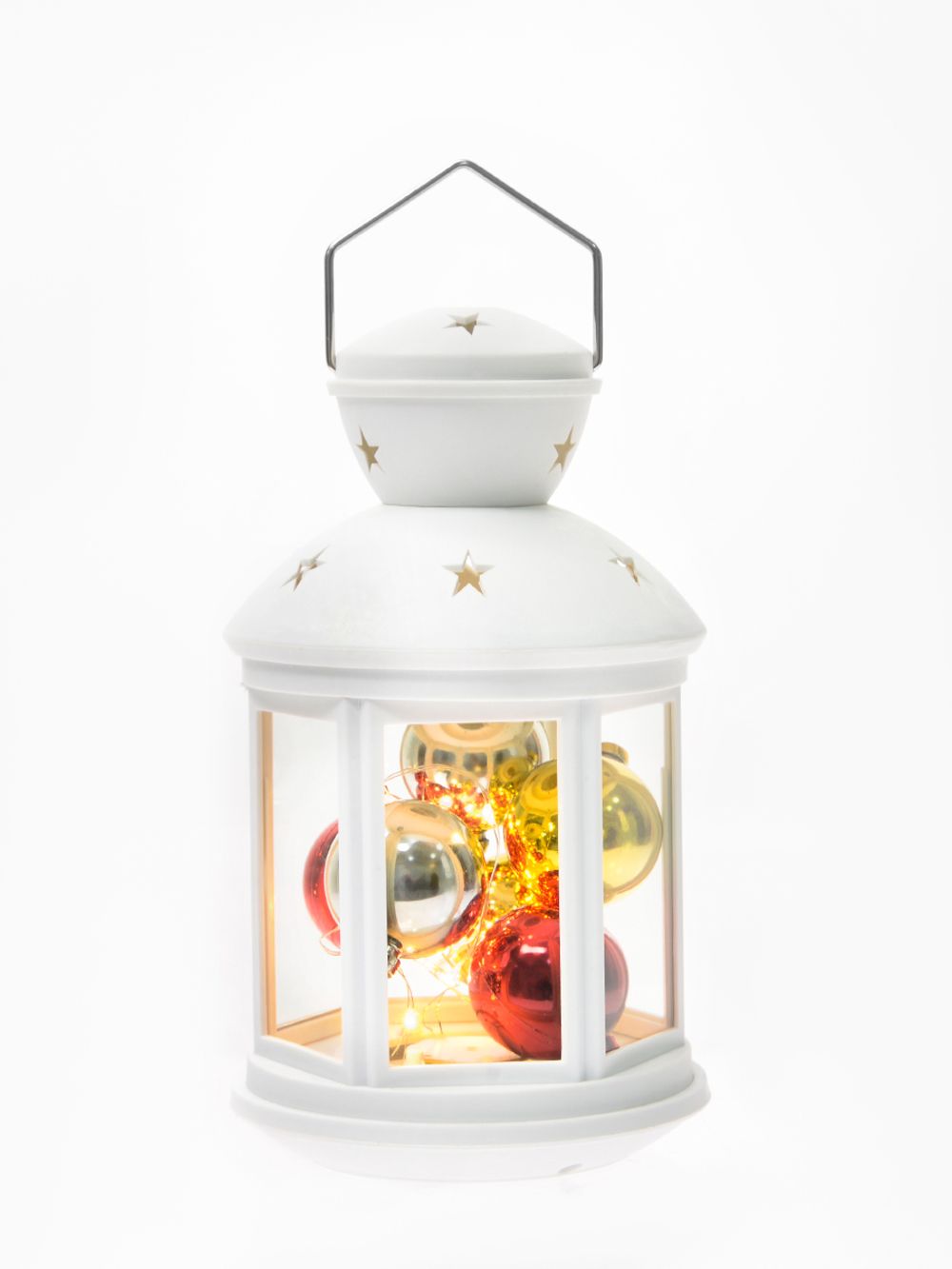 ULD-L1220-012-TTB-WW WHITE Фонарь со светодиодной гирляндой внутри. на батарейке в комплект не входит. 12 светодиодов. Теплый белый свет. Режим мерцания. Белый корпус. 12x20 см. TM Uniel.