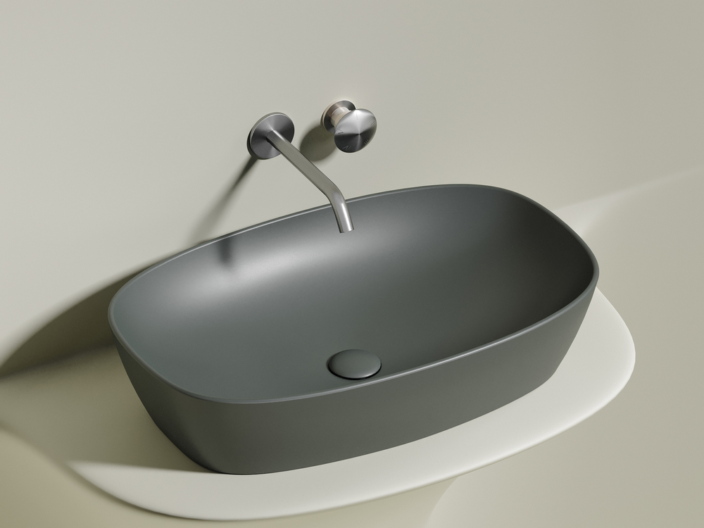 Умывальник чаша накладная овальная (цвет Антрацит Матовый) Element 610x385x140мм