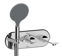 Bossini Apice смеситель для ванны с кнопочным переключением на 2 выхода, излив 207 мм с аэратором, ручной душ Ø 140 мм на фиксированном держателе, шланг