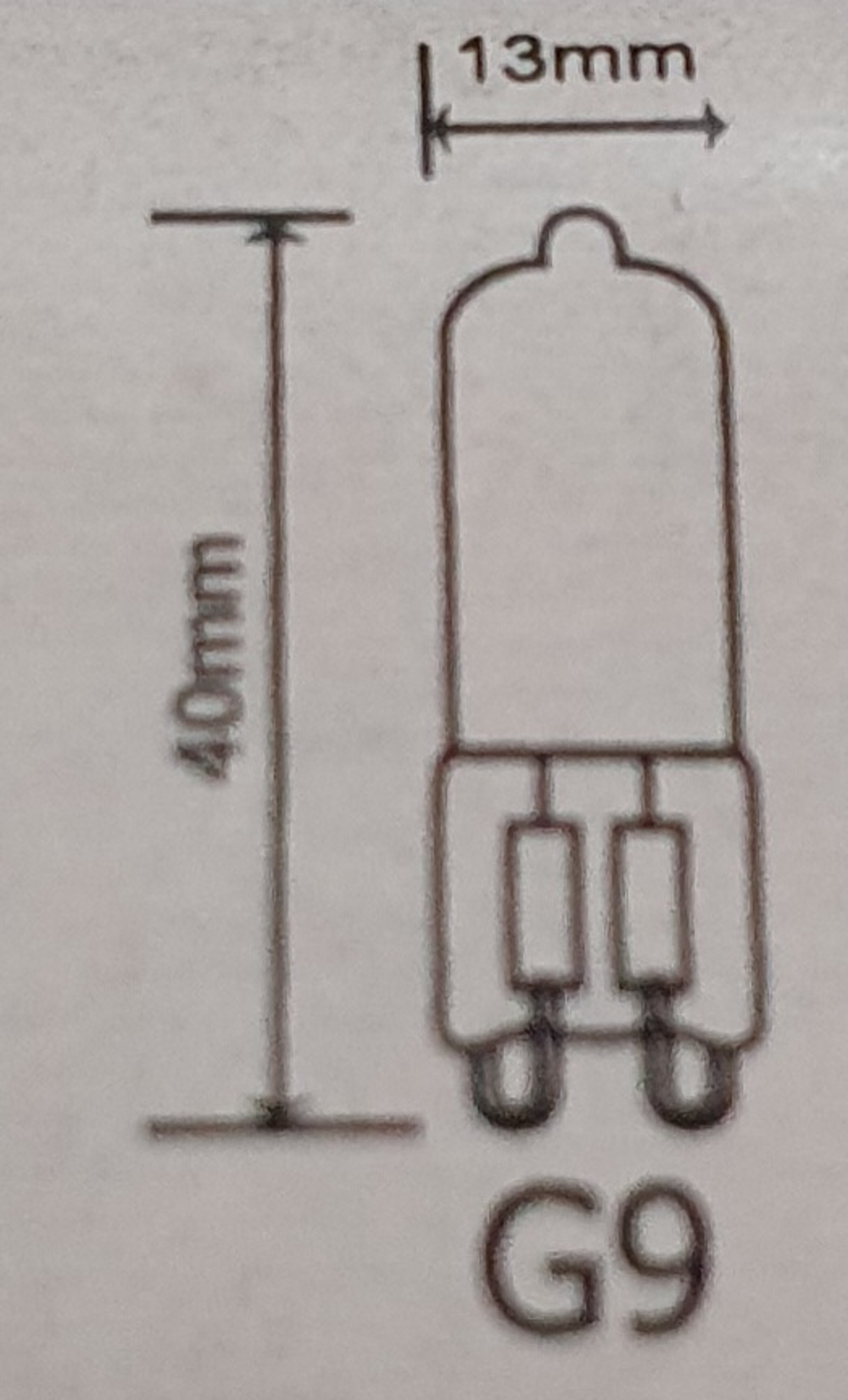 Лампа галогеновая термостойкая G9, 230V, 40W для духовок с  штырьковым цоколем