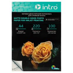 Фотобумага Intro MTDA4-220-100 матовая двусторонняя 220g/м2 А4 100 листов для струйной печати | Intro