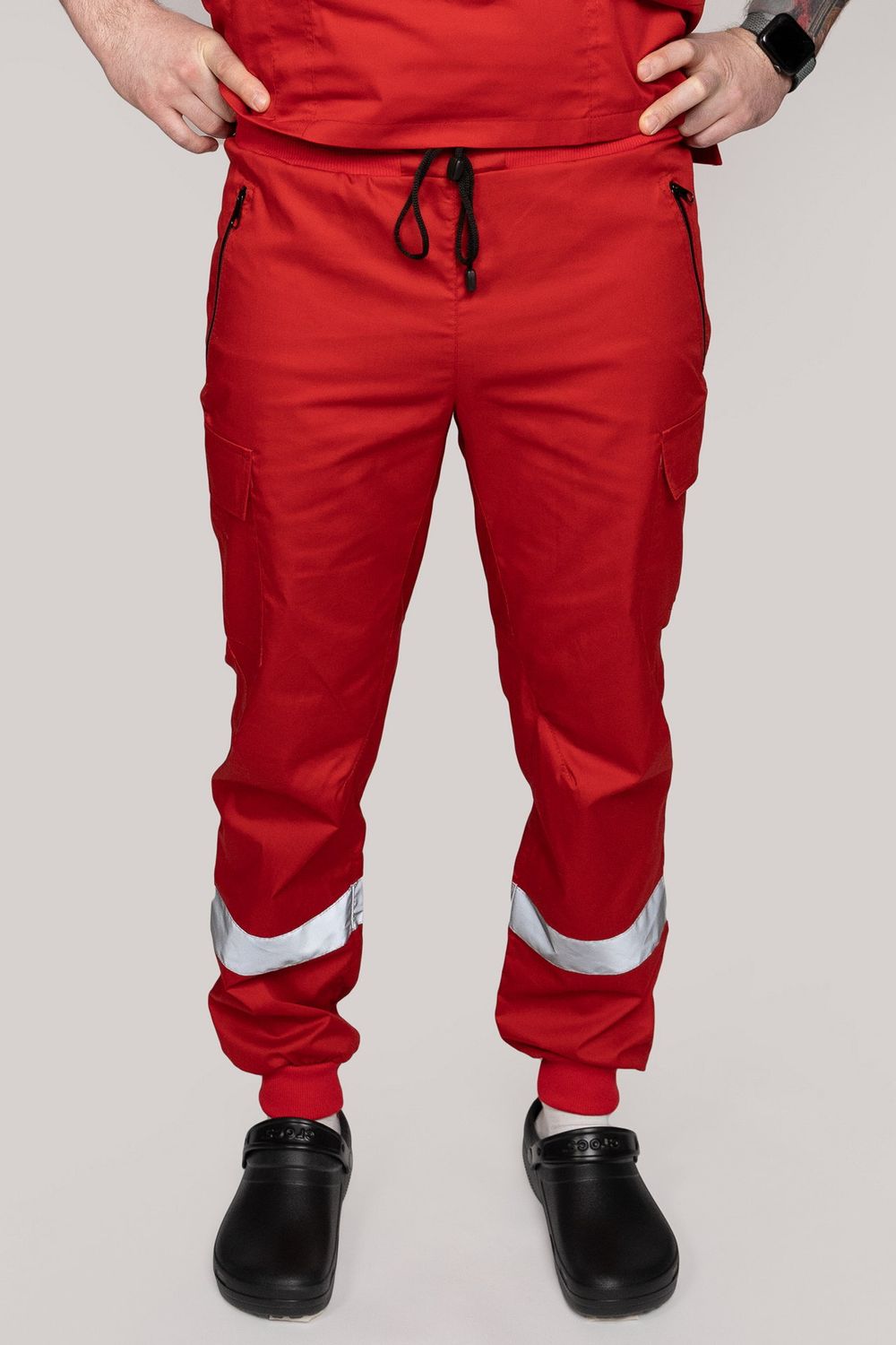 Брюки-джоггеры летние мужские Скорая помощь MedicLine цв. КРАСНЫЙ