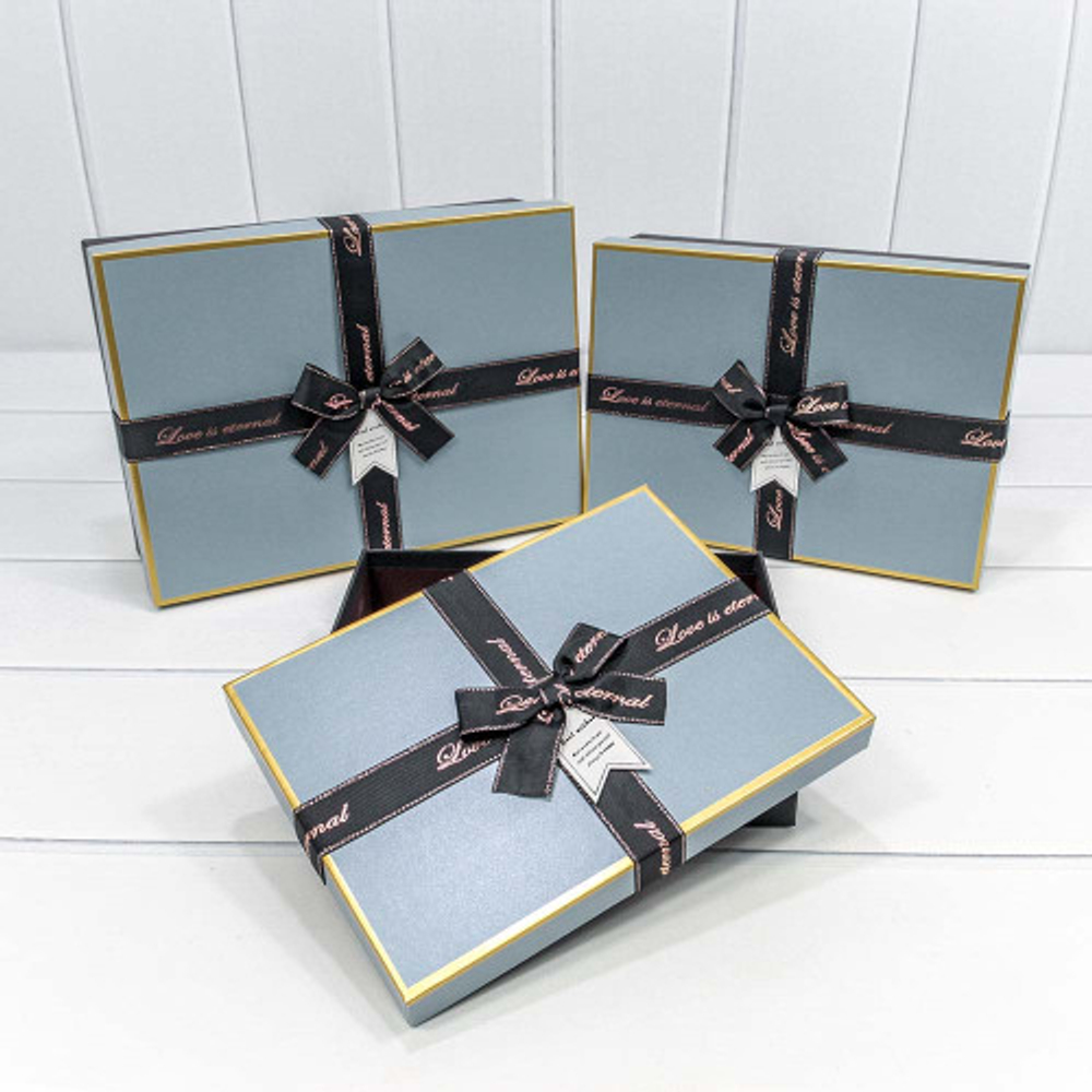 Коробка 29х21х9.5 см Набор 3 шт (Голубой, Черный)