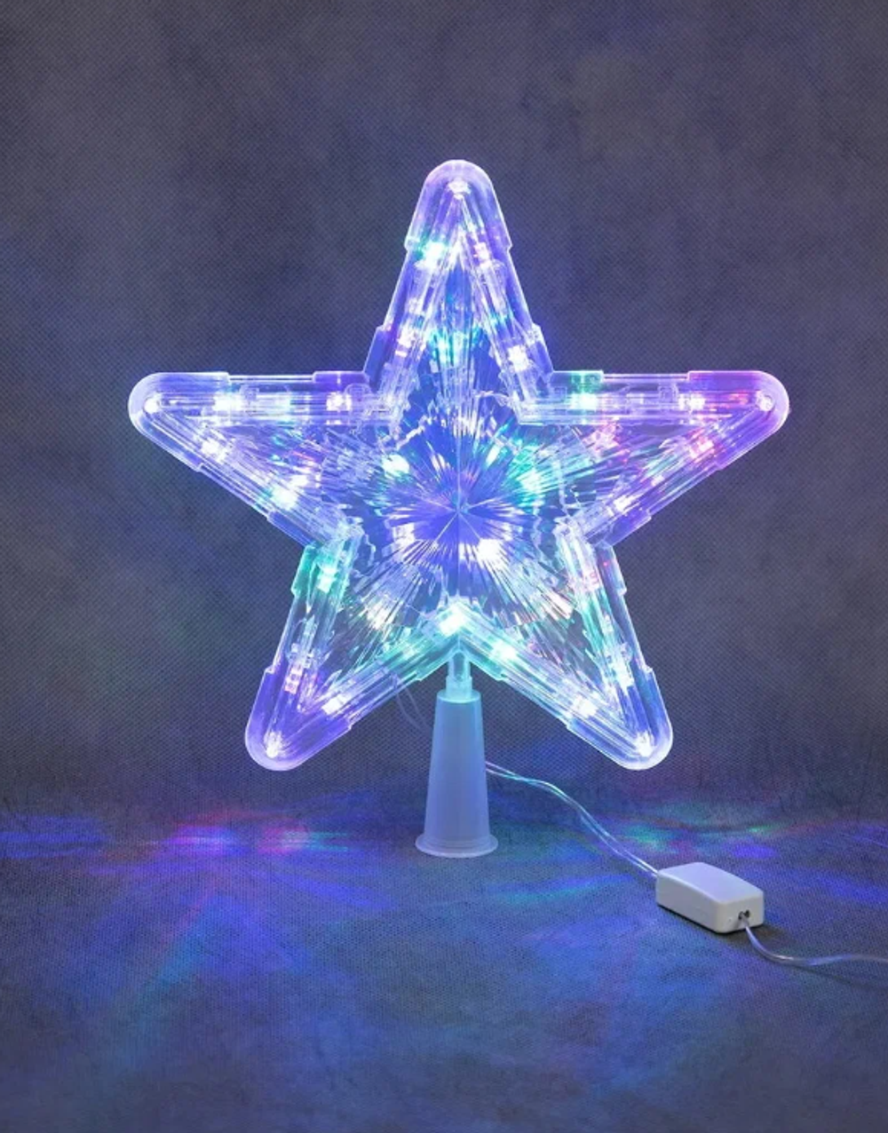 Звезда на макушку 23х24см. Прозрачная цветная RohsLED A3