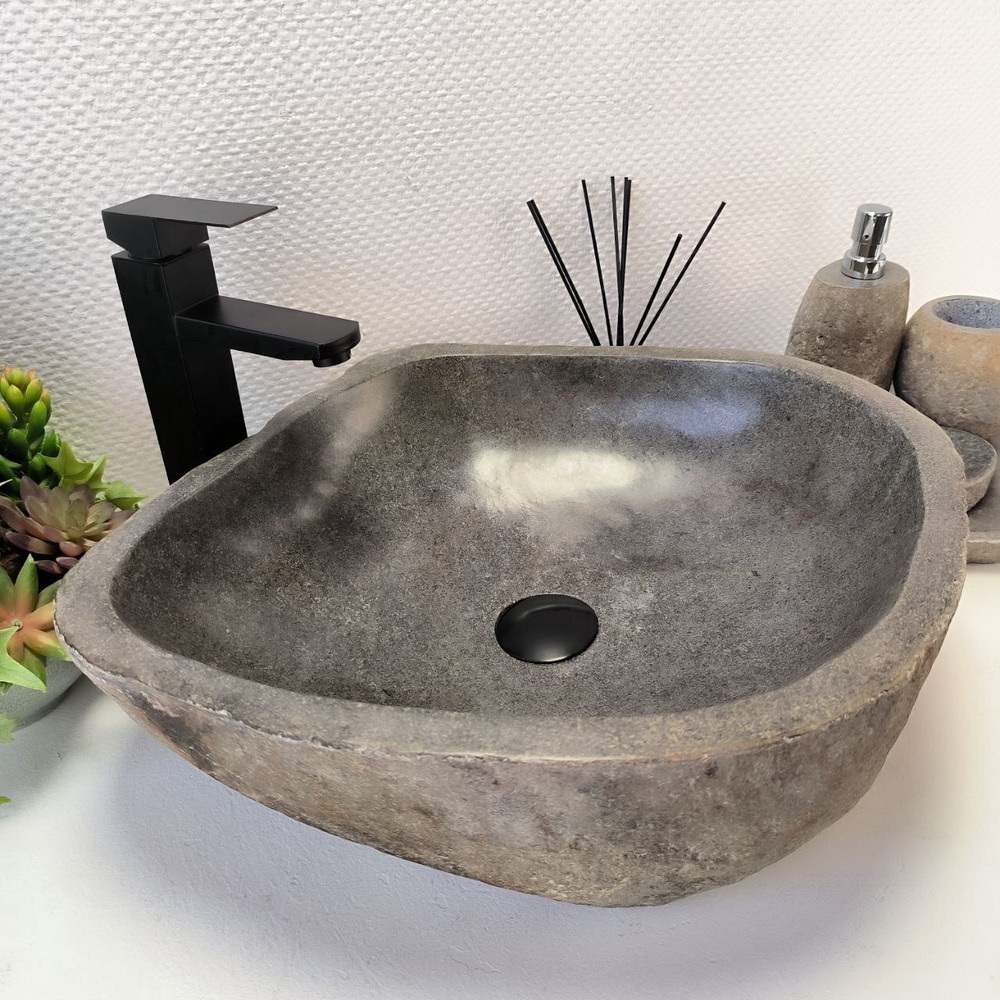 Каменная раковина из речного камня RS-63870 (52*46*16) 0123