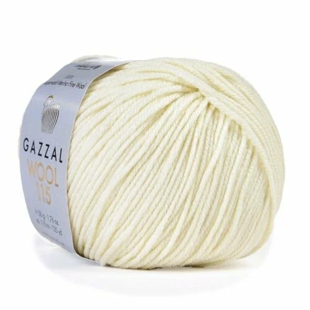 Пряжа GAZZAL Wool 115 цвет 3301 кремовый 50 гр. 115 м 100% тонкая шерсть мериноса супервош