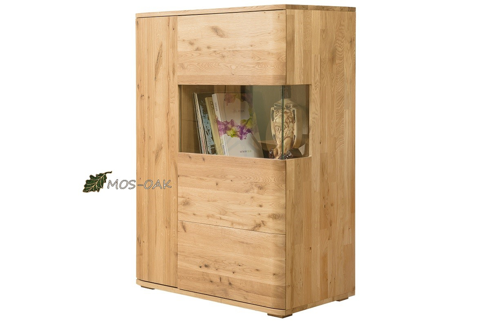 Шкаф с витриной из массива дуба Мидгард-2